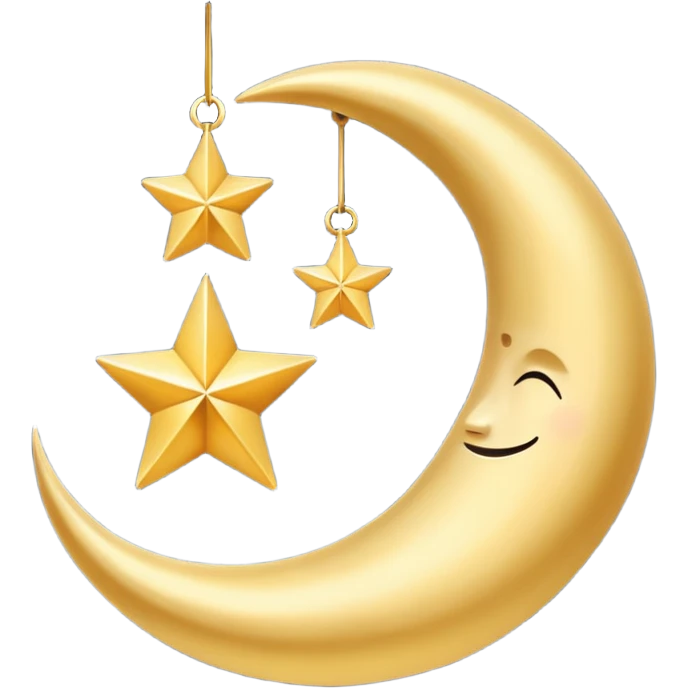 Star and Crescent emoji with black background and no face only star and crescent. emoji
