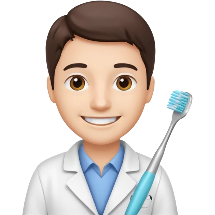 dentist, smiling, holding toothbrush emoji