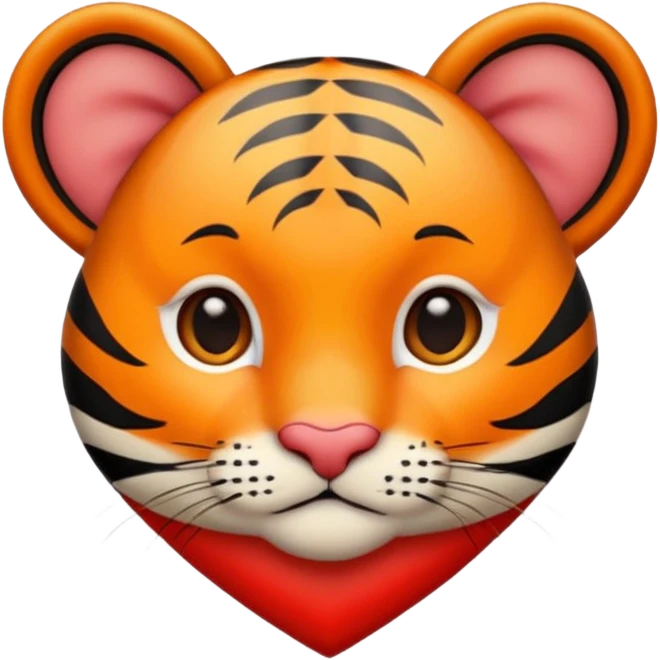 A cute little tiger on the background of a heart emoji