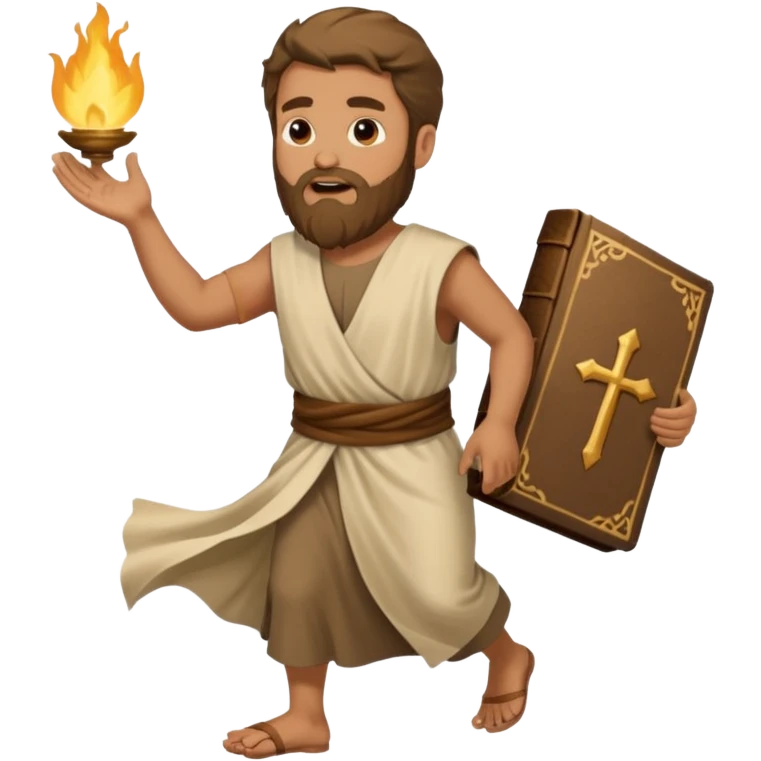 image of prophet Jonah (breaded man)  in the bible fleeing emoji