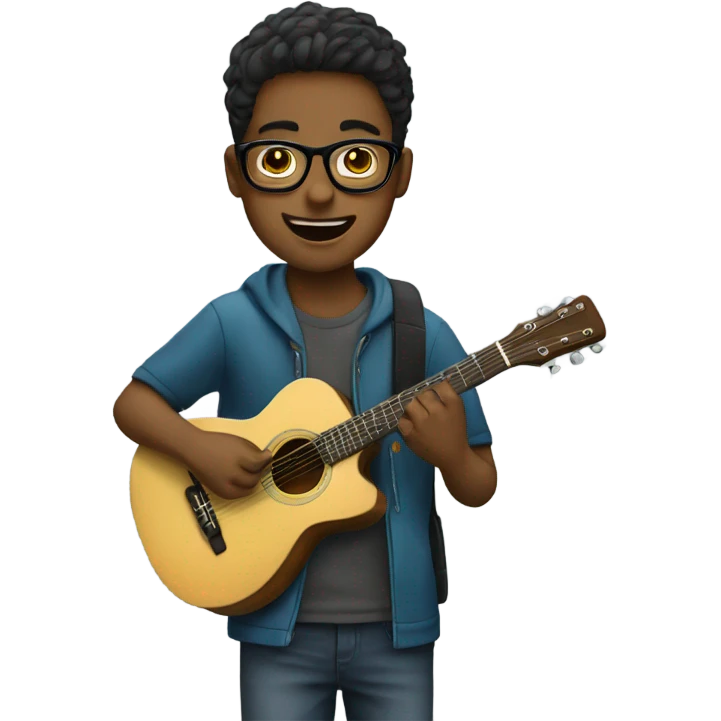 glasses student playing guitar emoji