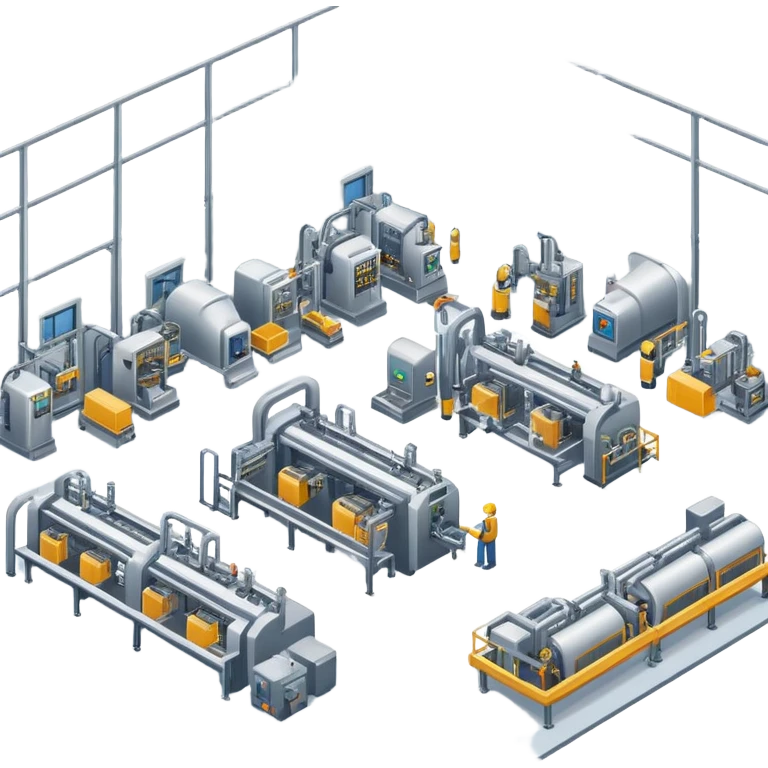 production hall with machines and assembly line emoji