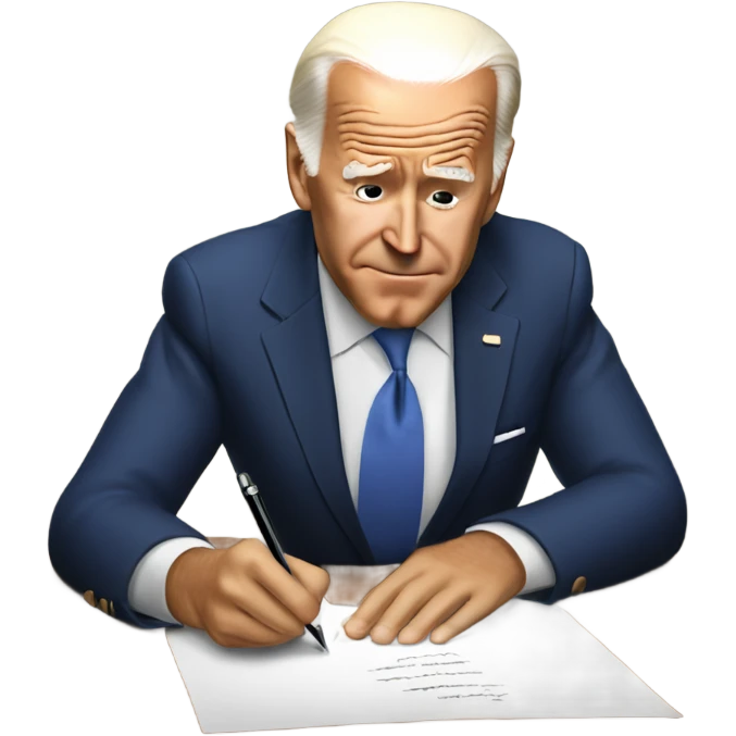 Joe Biden writing a letter emoji