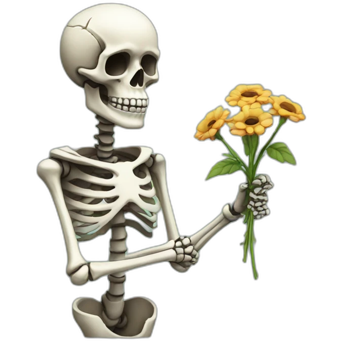 Skelton holding flower  emoji