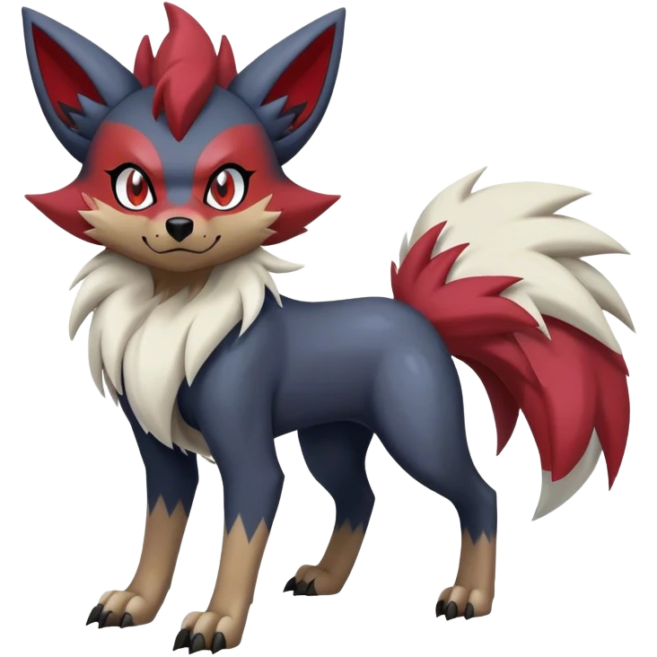 Zoroark-Zorua-Lycanroc (midnight form)-hybrid full body emoji