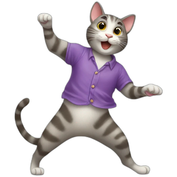 A cat dancing with a mouse emoji