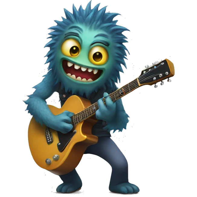 Monster riding a guitar emoji