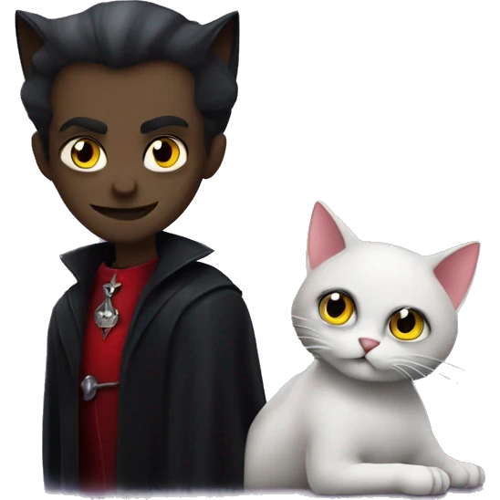 vampire and a cat chilling emoji