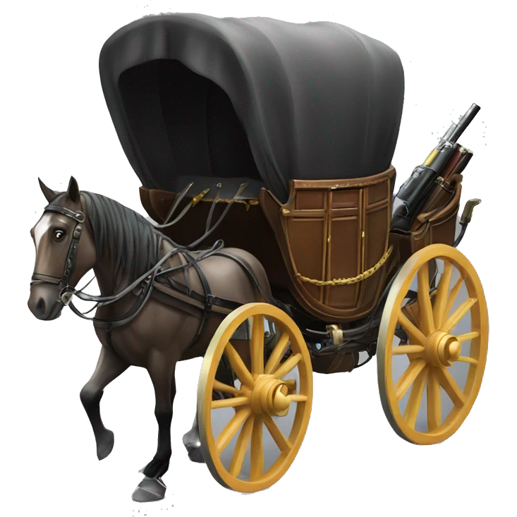 A horse-drawn carriage with ammunition emoji