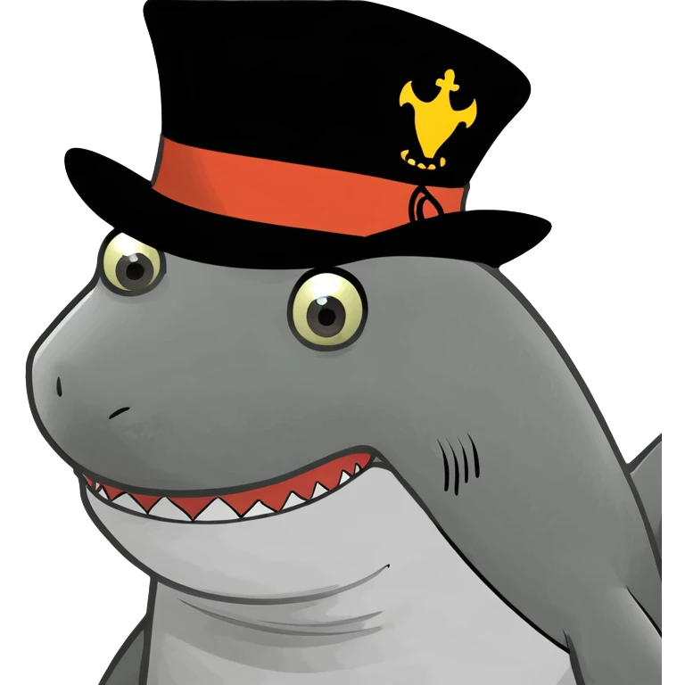 Shark with a top hat emoji