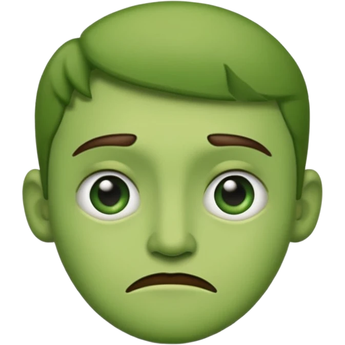 Can you make a green faced emoji giving a side eye with a frown. gelous emoji