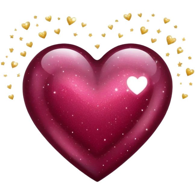 Burgundy heart sparkle inside the emoji