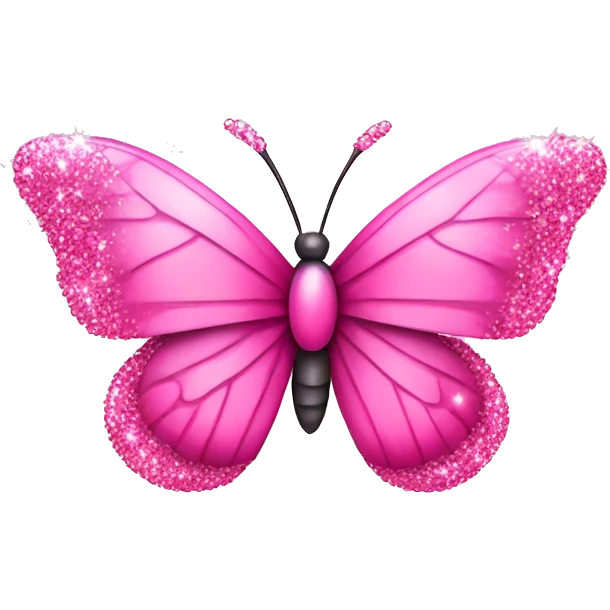 Pink butterfly with pink sparkly crystals floating around it emoji