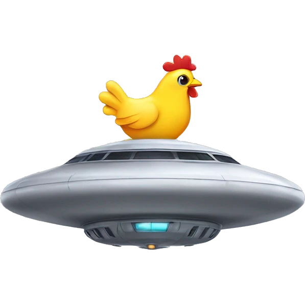 gray flying saucer with a chicken inside emoji