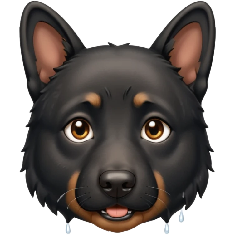 all black german shepherd face crying emoji
