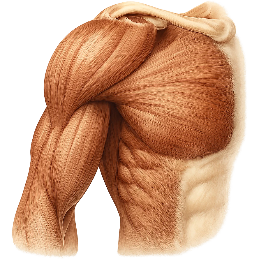 well muscled shoulder anatomy, anatomical details, hyper realistic style, natural colors, clean atmosphere, white background emoji