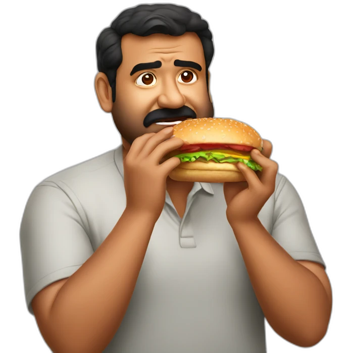 Mohanlal eating burger emoji
