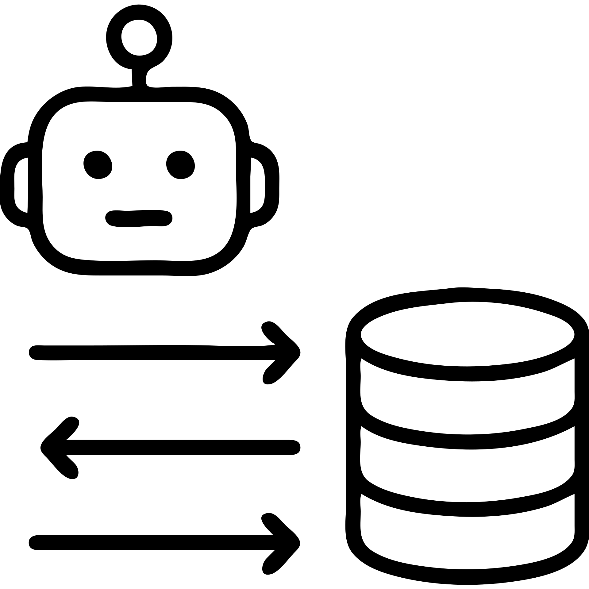 outlined icon of a chatbot with arrows pointing to a database, representing question-to-query conversion emoji