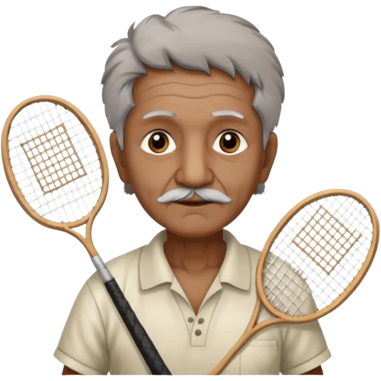 ancient guru india old man with 1 badminton racket emoji