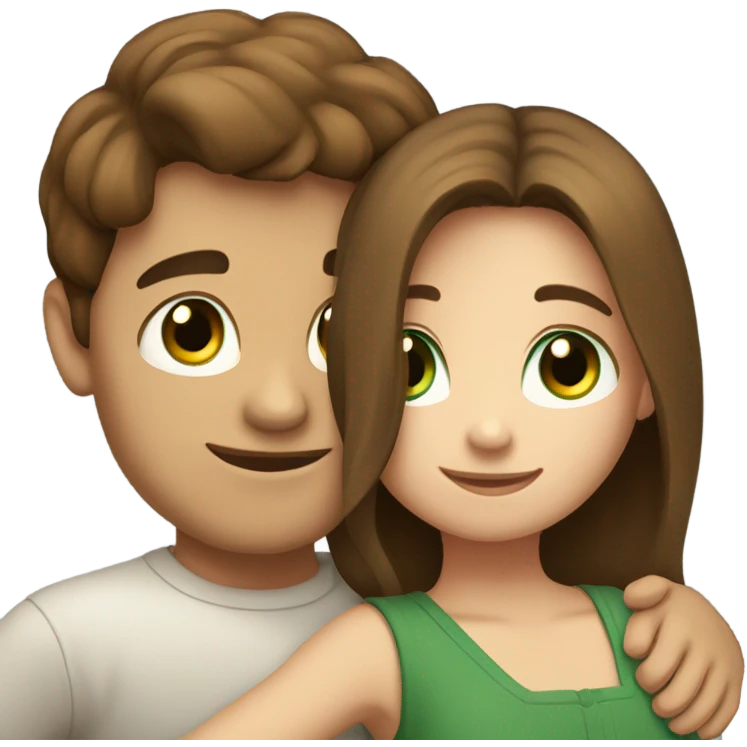 boy-brown-hair hug girl with brown-hair and green-eyes emoji