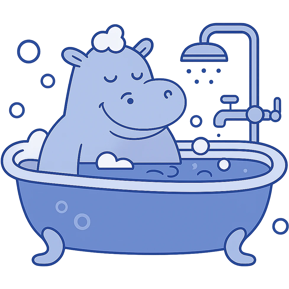 hippo taking a bath in a bathtub emoji