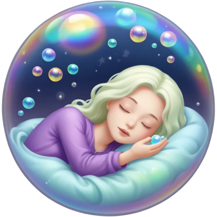 soap bubble with sleeing woman inside emoji