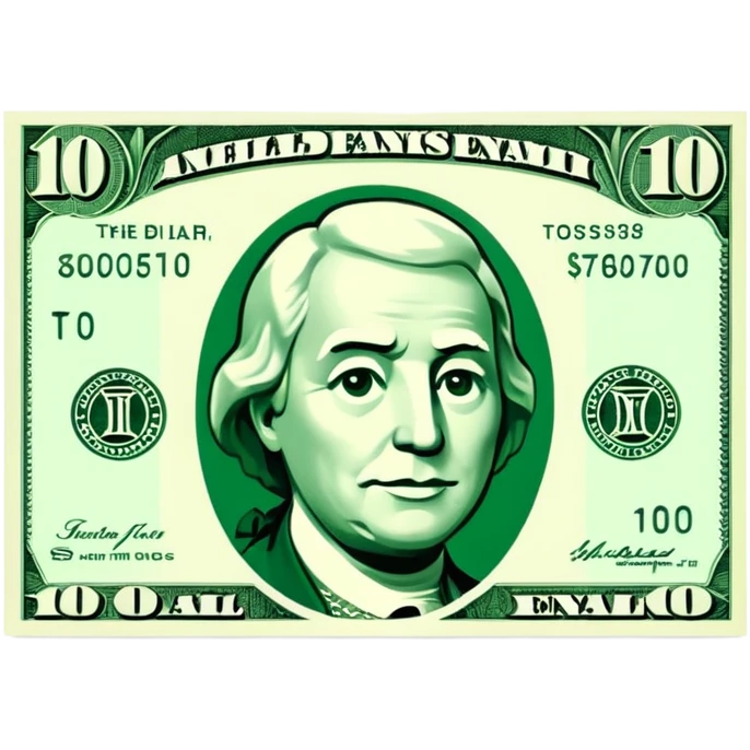 one 10 dollar bill flat  emoji