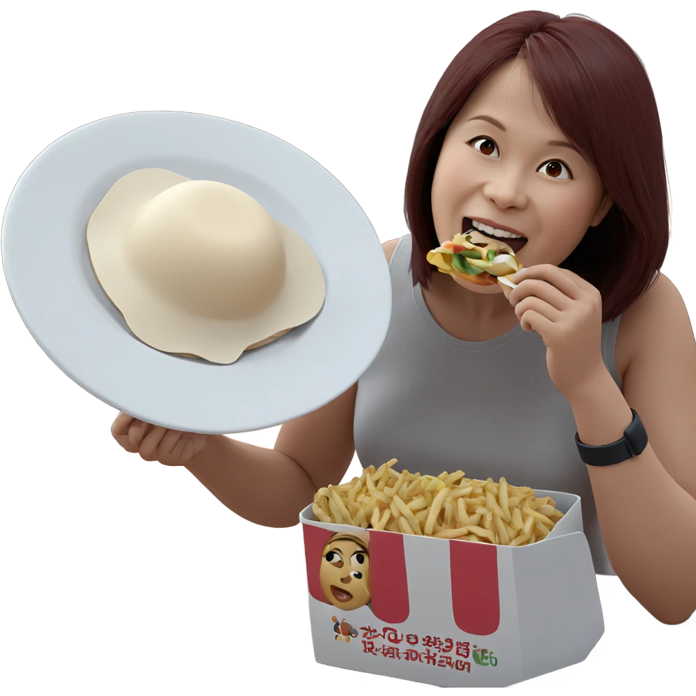 girl enjoying food at table emoji