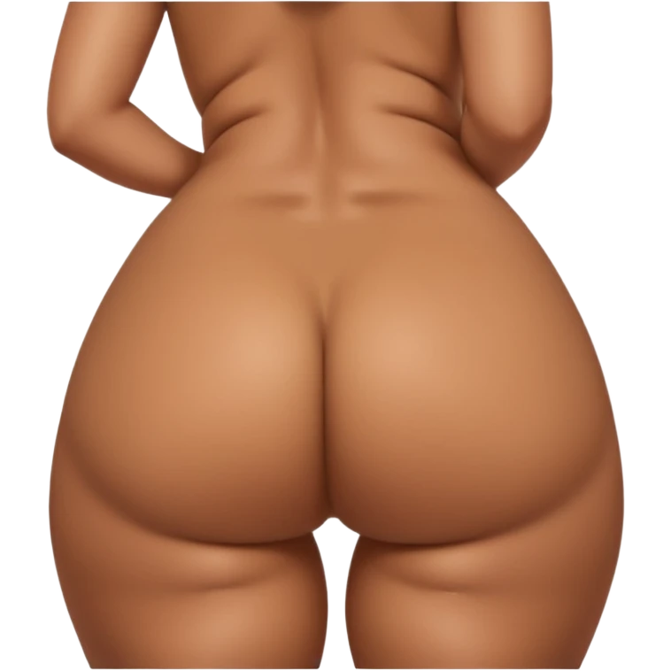 woman facing away from camera, big-round buttcheeks, butt-completely out and showing, plump juicy buttcheeks, woman without clothes, womans full back profile, butt oiled up emoji