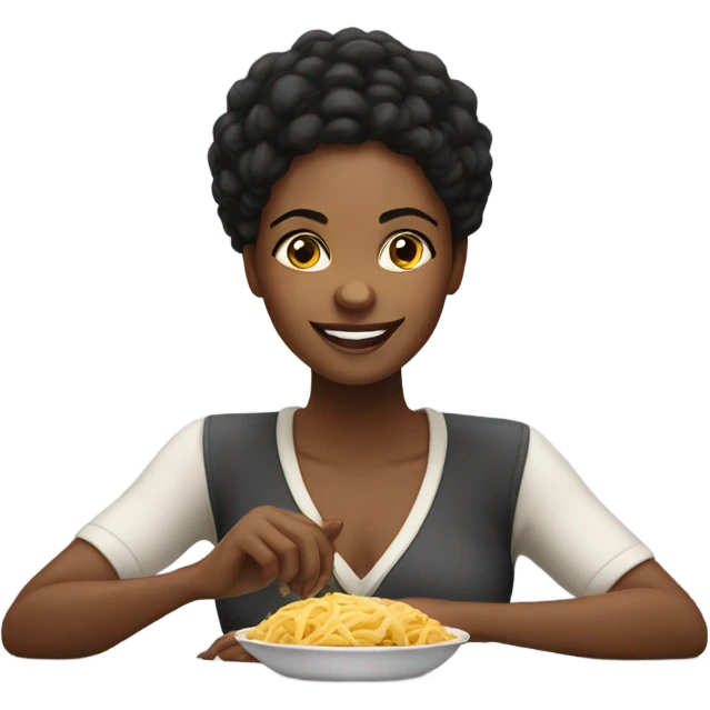 Black woman full after eating emoji