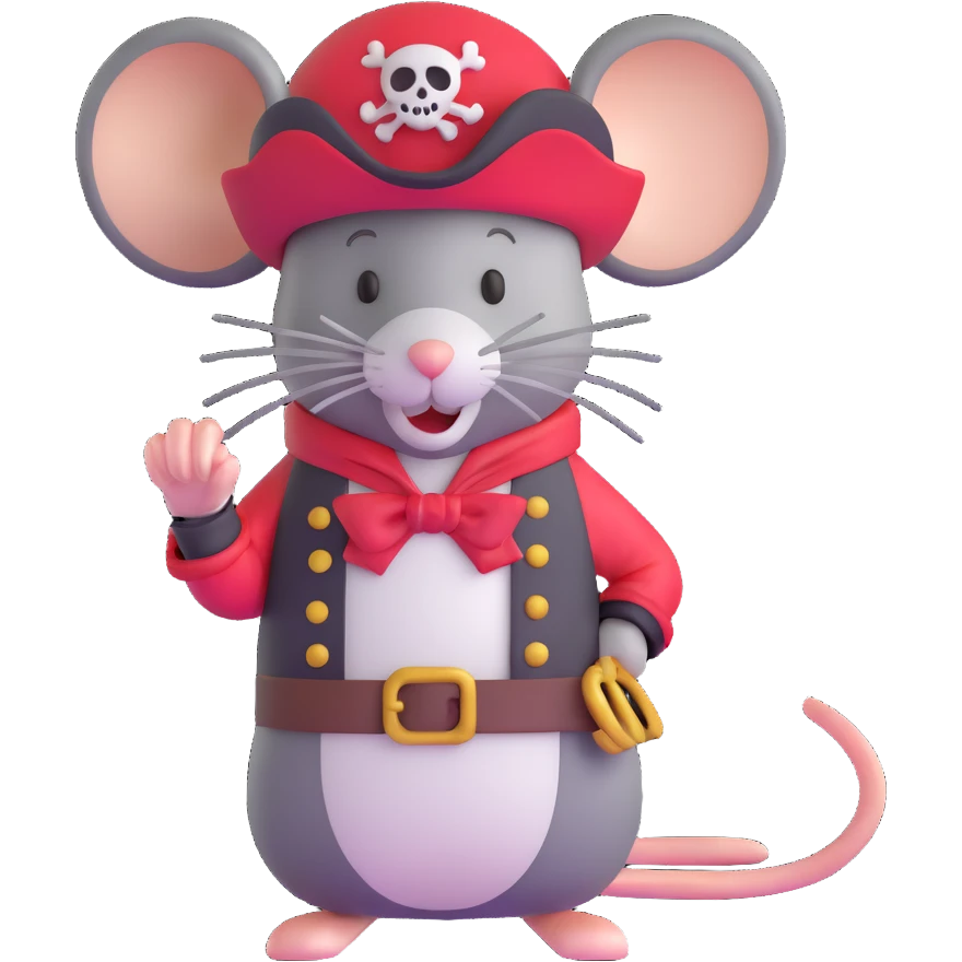 mouse wearing pirate costume emoji