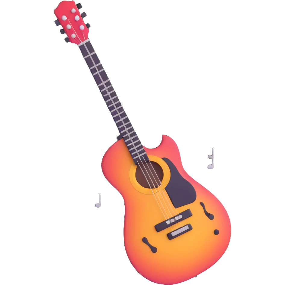 guitar with floating notes emoji
