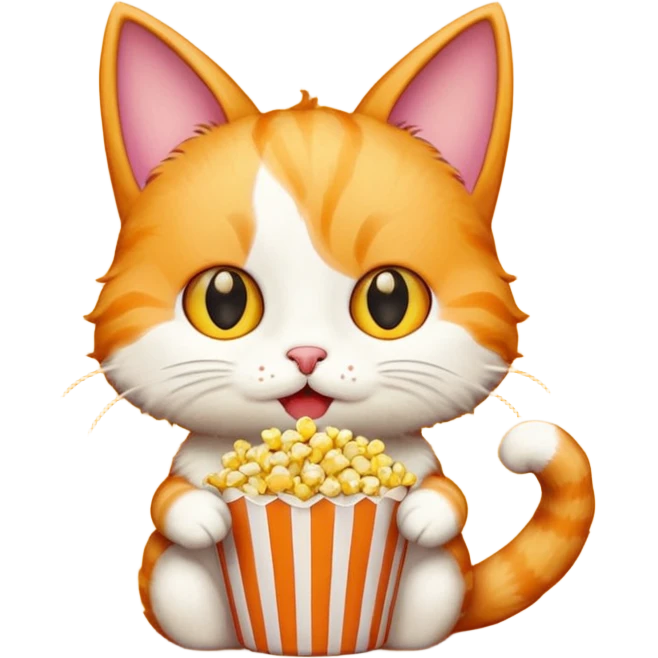 cat eat pop corn emoji
