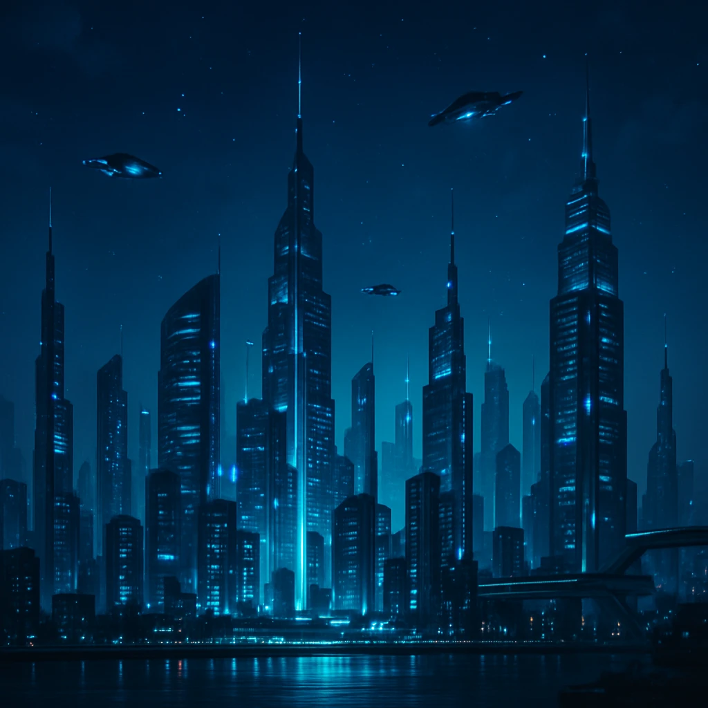 futuristic city skyline at night emoji