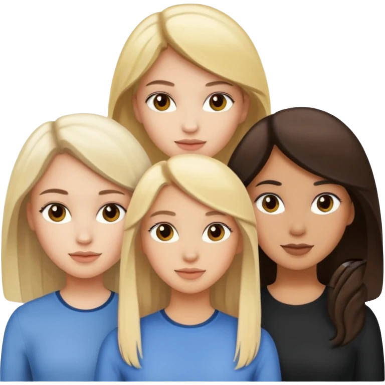 two white brunette girls and a mixed girl with blonde hair  emoji