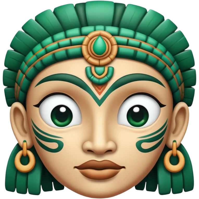 Elegant Mayan face with different emotional expressions, clean sophisticated design, strictly white and dark green colors emoji