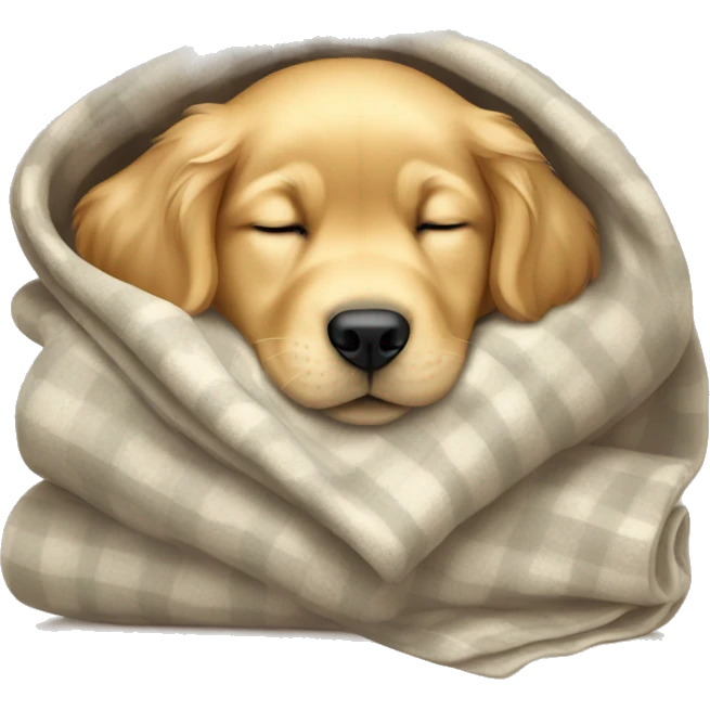 golden retriever puppy sleeping with a blanket emoji