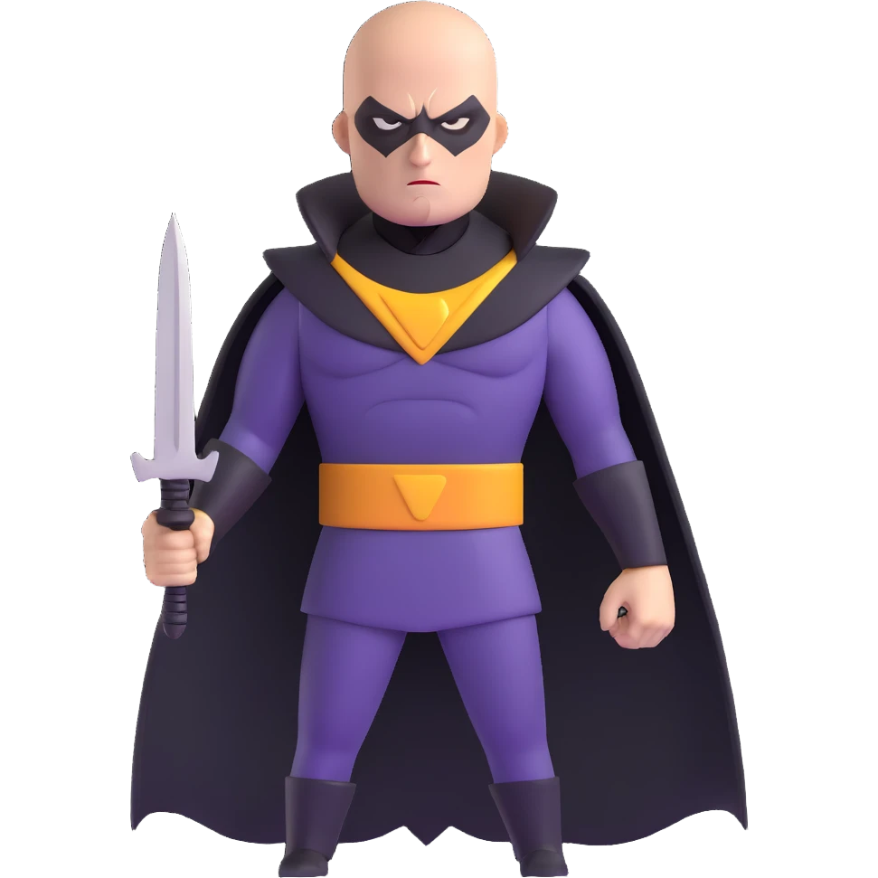 bald supervillain with razor-themed costume, sharp blade weapons, menacing expression emoji
