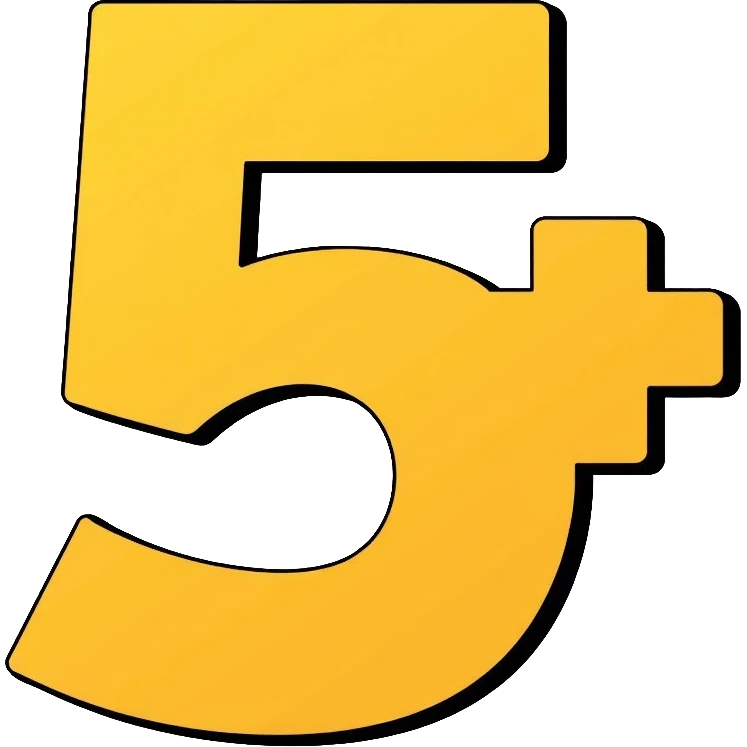 Number 5 on a yellow volumetric background emoji