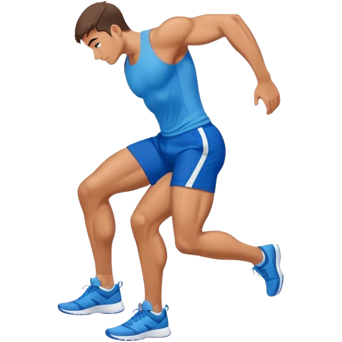 side-view of fit guy with blue shorts glute-bridges emoji
