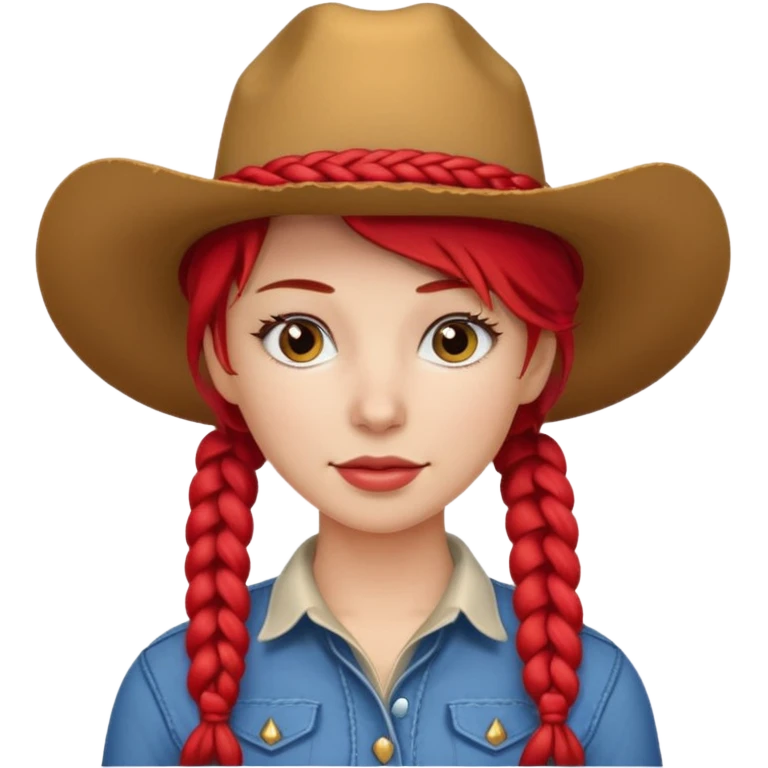 cowboy in a female version with a red braid emoji