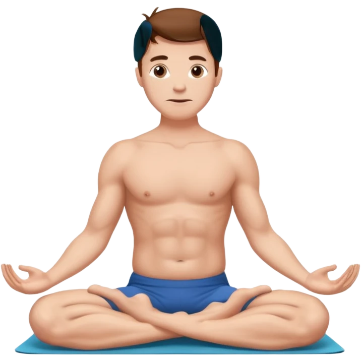 Adult man with short brown hair doing cow position yoga emoji