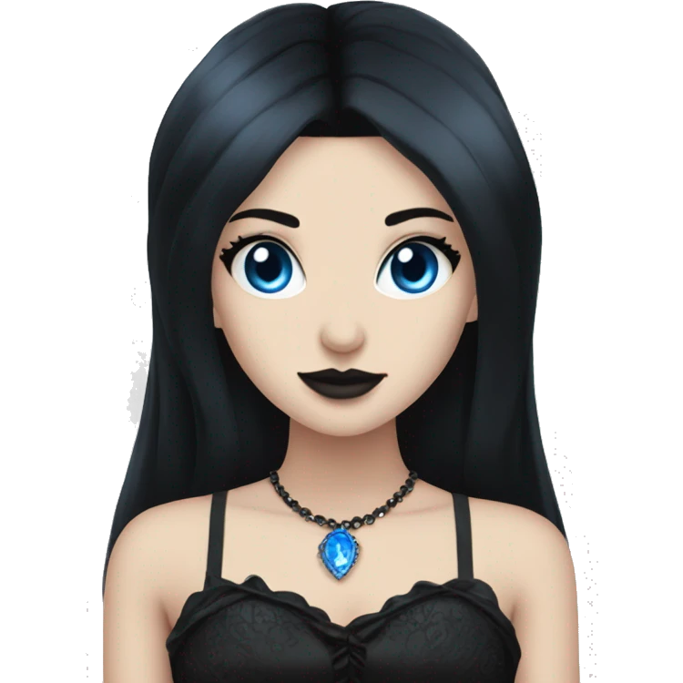 goth princess black hair blue eyes emoji