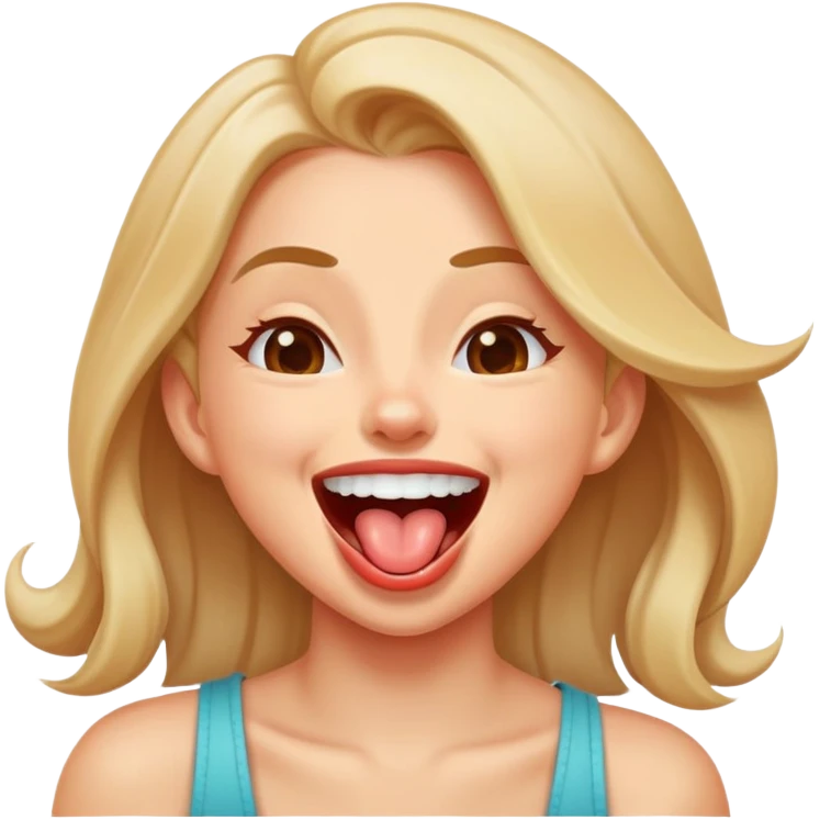 a girl shaking her tongue while laughing emoji