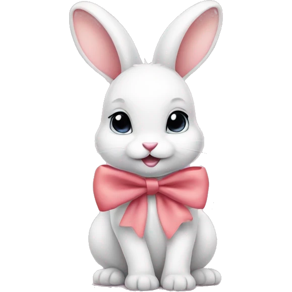 Baby bunny with coquette bow on ear emoji