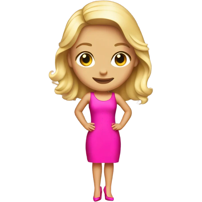 Blond girl in Hot pink dress with heels emoji