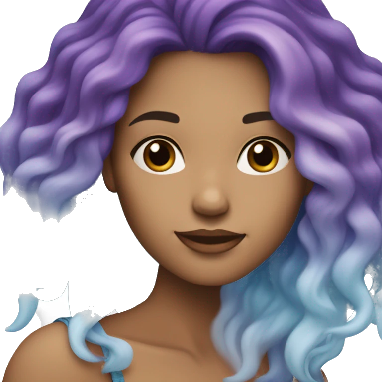 White Woman with long blue and purple ombre hair emoji