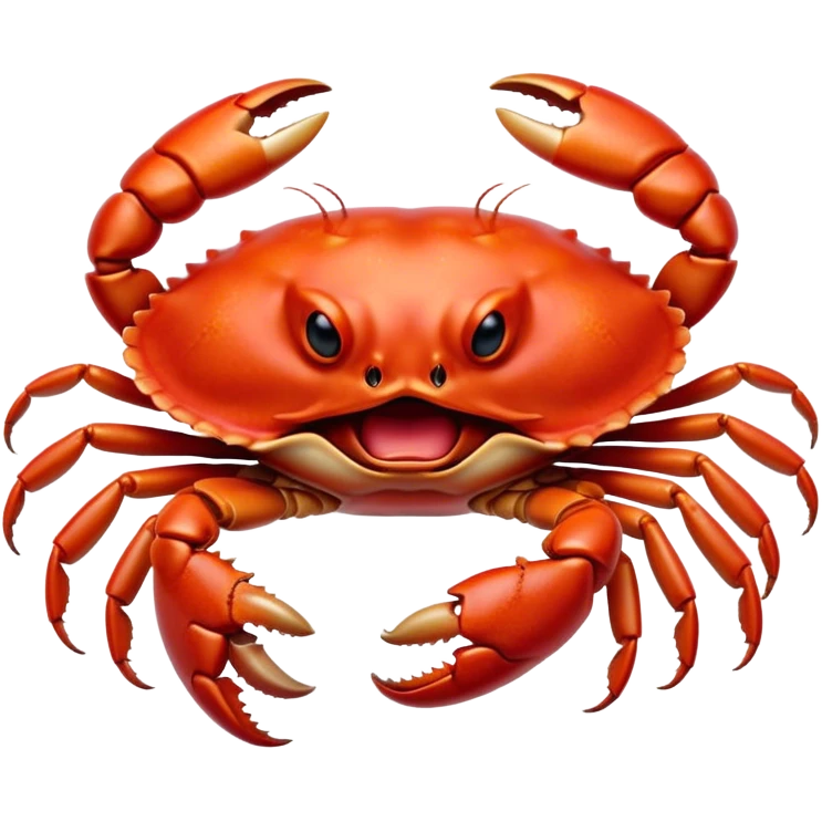 Cinematic Realistic Cute Yawning Crab Portrait Emoji, Head tilted slightly with a dramatic, wide-open yawn, showcasing a soft, textured red shell with a charming, naturally formed face and drooping features, rendered with realistic detail and warm, sandy light, high shine, relaxed yet expressive, styled with a dash of coastal charm, soft glowing outline, capturing the essence of a sleepy yet affectionate crab that appears ready to stretch out on the shore for a peaceful nap! emoji