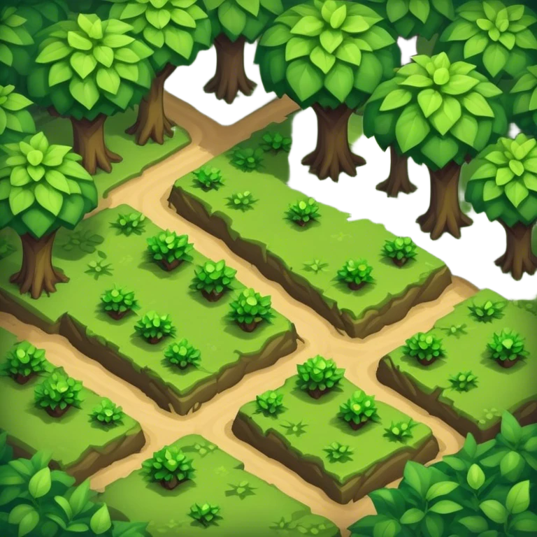 StarCraft-inspired, isometric RTS rugged terrain tile forest emoji