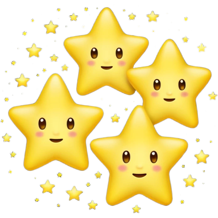 Emoji-style three stars in night sky, rounded and cute, glowing effect, soft shading emoji